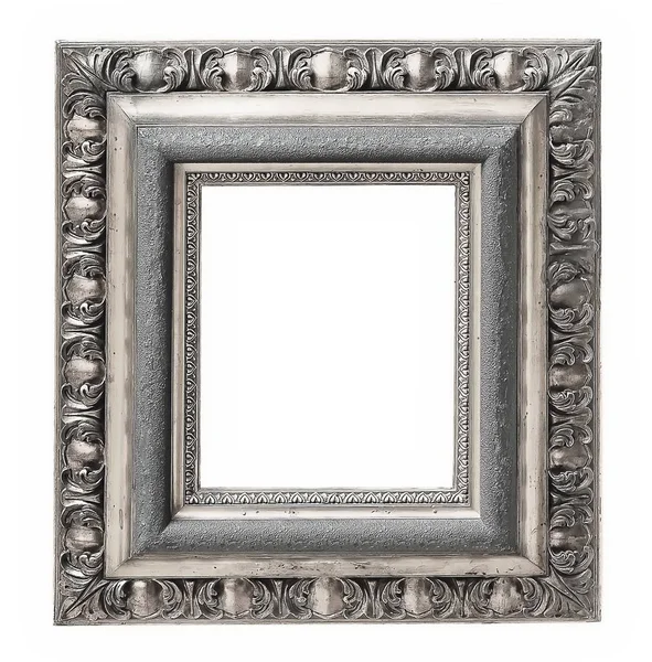 Moldura de prata para obras-primas em um fundo branco — Fotografia de Stock