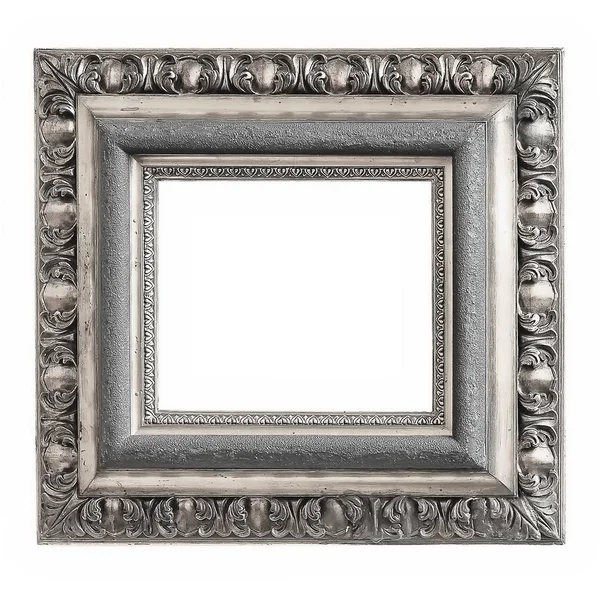 Moldura de prata para obras-primas em um fundo branco — Fotografia de Stock