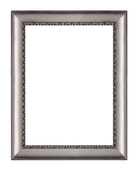Srebrna ramka dla arcydzieła na białym tle — Zdjęcie stockowe