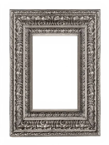 Silver frame for masterpieces on a white background — Stock Photo, Image