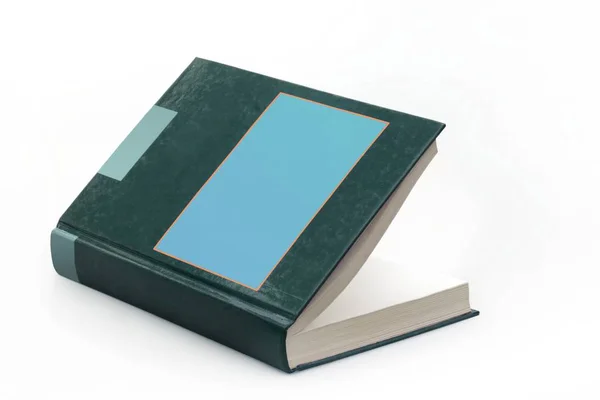 Öppen bok på en vit bakgrund i olika vinklar — Stockfoto