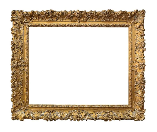 Золота рамка для картин, дзеркал або фотографій — стокове фото