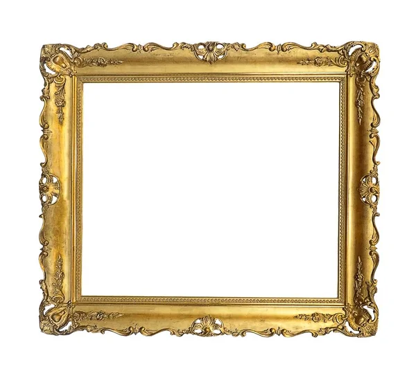Золотая рамка для картин, зеркал или фотографий — стоковое фото