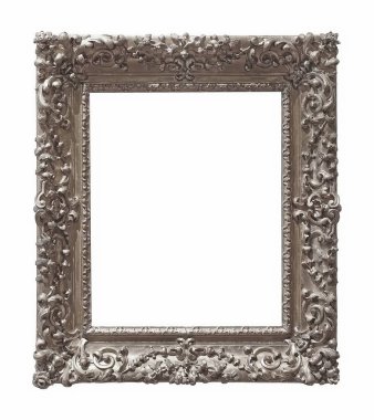 Gümüş çerçeve resimleri, ayna veya beyaz arka plan üzerinde izole fotoğraflar için