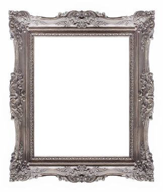 Gümüş çerçeve resimleri, ayna veya beyaz arka plan üzerinde izole fotoğraflar için