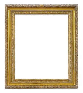 Altın (altın) çerçeve resimleri, ayna veya beyaz arka plan üzerinde izole fotoğraflar için
