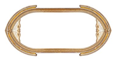 Altın (altın) çerçeve resimleri, ayna veya beyaz arka plan üzerinde izole fotoğraflar için