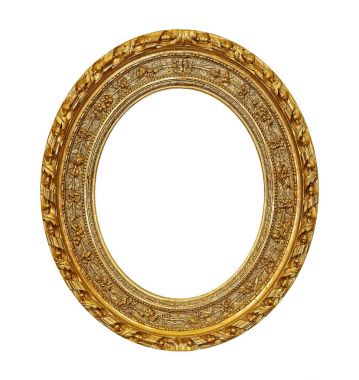 Altın (altın) çerçeve resimleri, ayna veya beyaz arka plan üzerinde izole fotoğraflar için