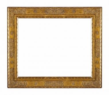 Altın (altın) çerçeve resimleri, ayna veya beyaz arka plan üzerinde izole fotoğraflar için