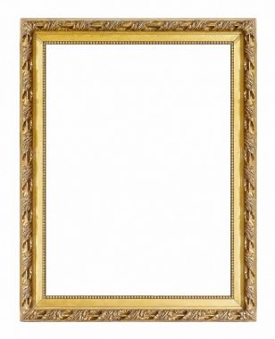 Altın (altın) çerçeve resimleri, ayna veya beyaz arka plan üzerinde izole fotoğraflar için