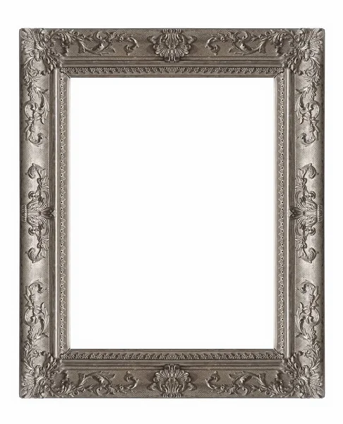 白色背景下的绘画 镜子或照片的银色框架 — 图库照片