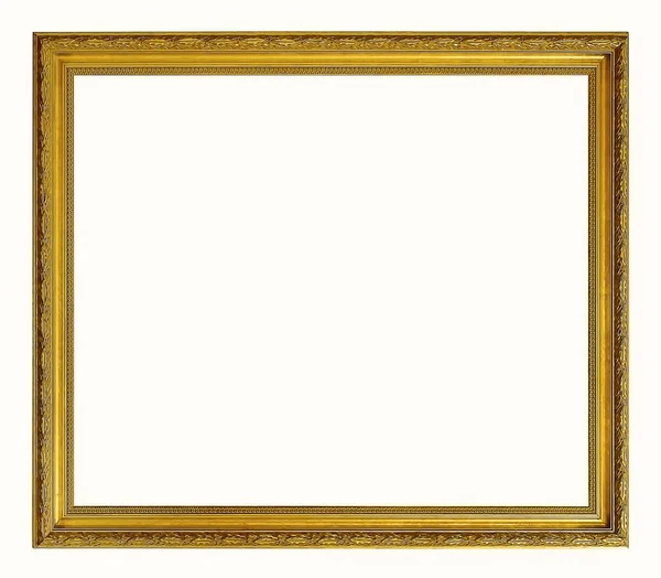 Zlatá Pozlacený Rám Obrazy Zrcadla Nebo Fotografie Izolovaných Bílém Pozadí — Stock fotografie