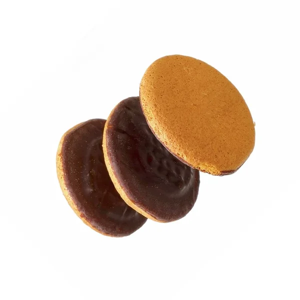 Σοκολάτα Cookies Απομονώνονται Λευκό Φόντο — Φωτογραφία Αρχείου