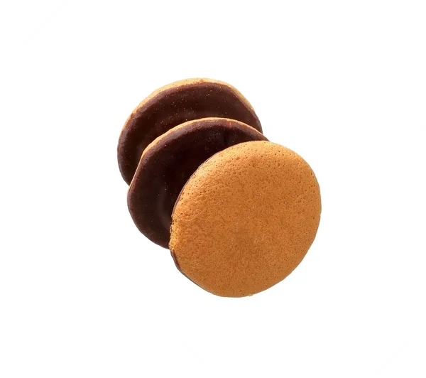 Biscuits Chocolat Isolés Sur Fond Blanc — Photo
