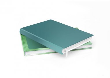 Beyaz arkaplanda izole kitap yığını