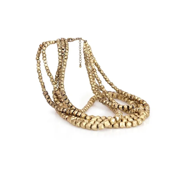 Golden Necklaces Isolated White Background — Stock Photo, Image