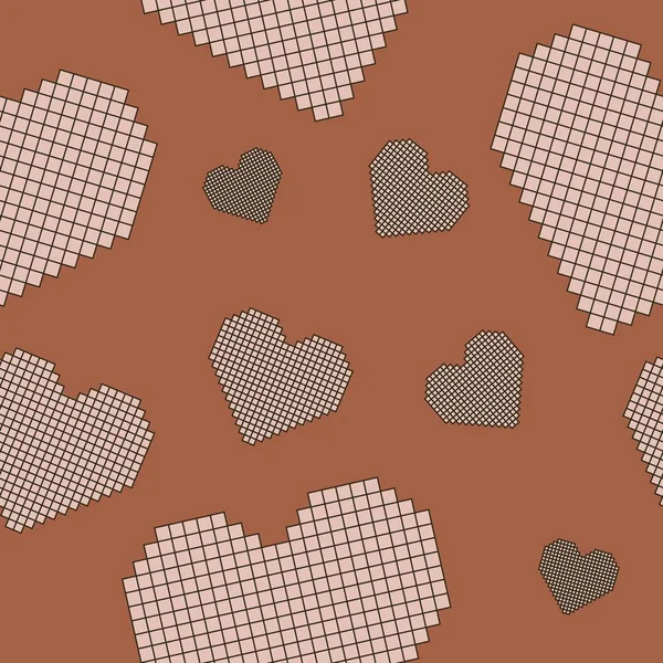 Patrón Sin Costura Corazones Similar Bordado Cruz — Vector de stock