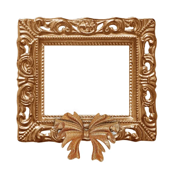 Gold Framed Frame Christmas Decorations White Background — Stock Photo, Image