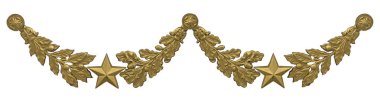 Golden decorative garland isolated on white background. Design element with clipping path clipart