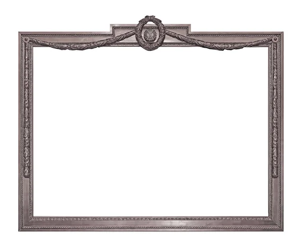白の背景に隔離された絵画 鏡や写真のための銀のフレーム クリッピングパスを持つデザイン要素 — ストック写真
