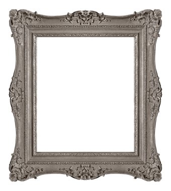 Beyaz arka planda izole edilmiş resimler, aynalar ya da fotoğraf için gümüş çerçeve. Kırpma yolu ile tasarım ögesi