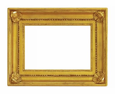 Beyaz arkaplanda izole edilmiş resimler, aynalar veya fotoğraf için altın çerçeve