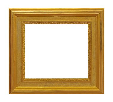 Beyaz arkaplanda izole edilmiş resimler, aynalar veya fotoğraf için altın çerçeve