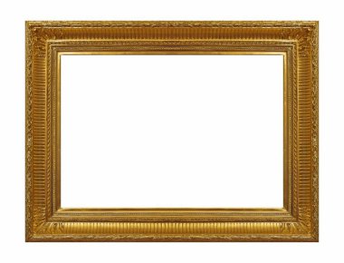 Beyaz arkaplanda izole edilmiş resimler, aynalar veya fotoğraf için altın çerçeve