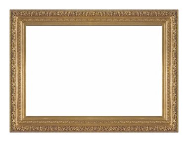 Beyaz arkaplanda izole edilmiş resimler, aynalar veya fotoğraf için altın çerçeve