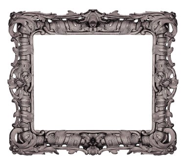 Beyaz arka planda izole edilmiş resimler, aynalar ya da fotoğraf için gümüş çerçeve. Kırpma yolu ile tasarım ögesi