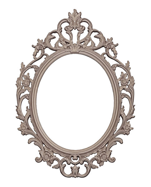 Silver frame for paintings, mirrors or photo isolated on white background. Design element with clipping path