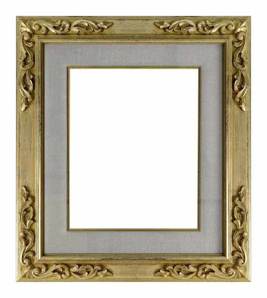 Gouden Kader Voor Schilderijen Spiegels Foto Geïsoleerd Witte Achtergrond Ontwerpelement — Stockfoto