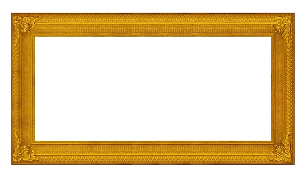 Panoramic Golden Frame Paintings Mirrors Photo Isolated White Background — Stock Photo, Image