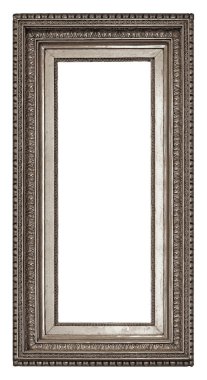 Beyaz arka planda izole edilmiş resimler, aynalar veya fotoğraf için panoramik gümüş çerçeve. Kırpma yolu ile tasarım ögesi