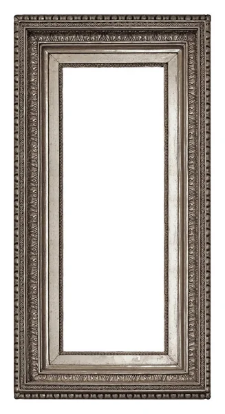 白い背景に隔離された絵画 鏡や写真のためのパノラマの銀フレーム クリッピングパスを持つデザイン要素 — ストック写真