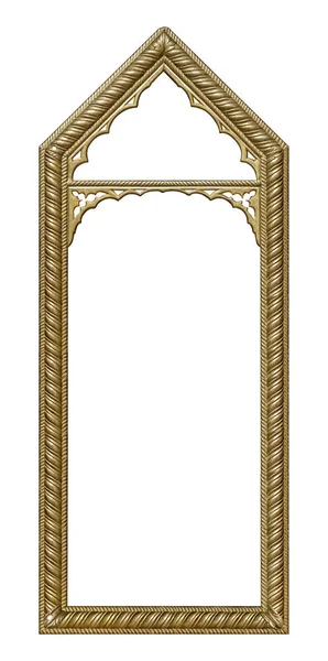 Golden Gothic Frame Paintings Mirrors Photos Isolated White Background — Stock Photo, Image