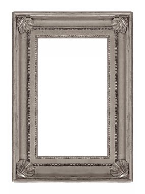 Beyaz arkaplanda izole edilmiş resimler, aynalar veya fotoğraf için gümüş çerçeve