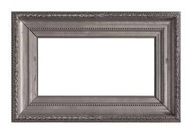 Beyaz arkaplanda izole edilmiş resimler, aynalar veya fotoğraf için gümüş çerçeve
