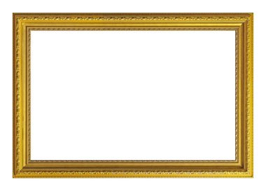 Beyaz arkaplanda izole edilmiş resimler, aynalar veya fotoğraf için altın çerçeve