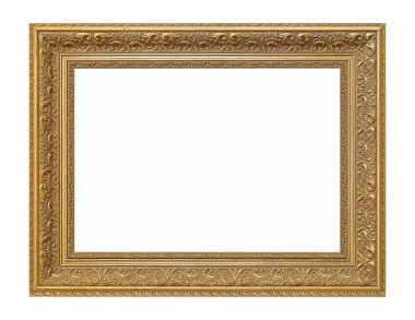 Beyaz arkaplanda izole edilmiş resimler, aynalar veya fotoğraf için altın çerçeve
