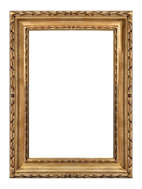 Beyaz arkaplanda izole edilmiş resimler, aynalar veya fotoğraf için altın çerçeve