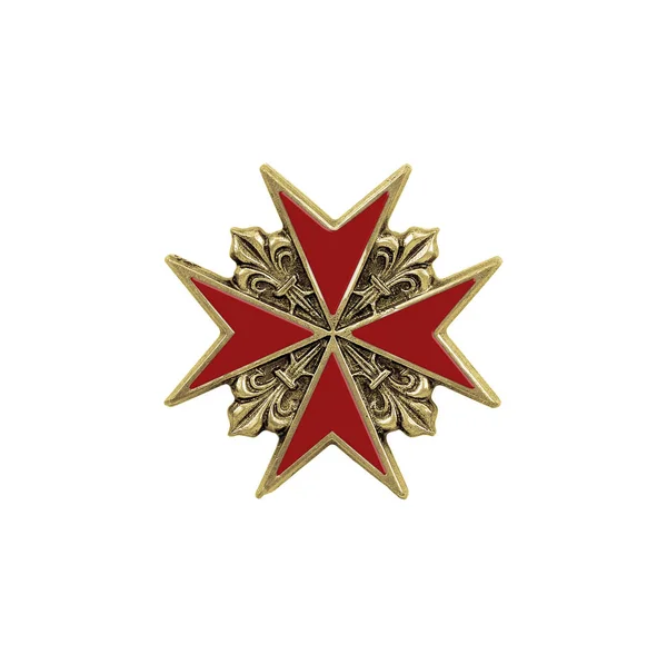 Сувенир Магнит Виде Мальтийского Креста Изолированного Белом Фоне Элемент Дизайна — стоковое фото