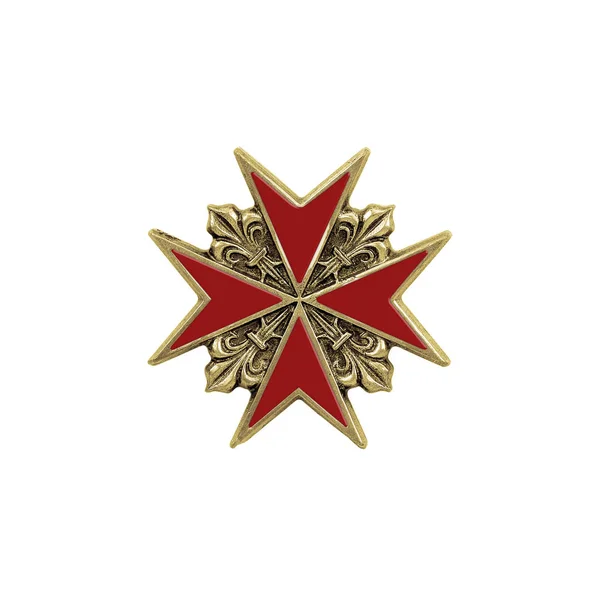 Souvenir Magnet Form Maltese Cross Isolated White Background Design Element — 스톡 사진