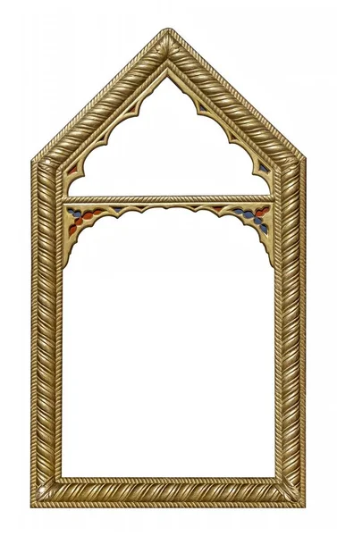 Golden Gothic Frame Paintings Mirrors Photos Isolated White Background — ストック写真
