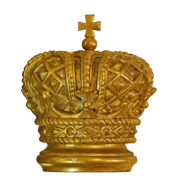Coroa Dourada Isolada Sobre Fundo Branco Elemento Design Com Caminho — Fotografia de Stock