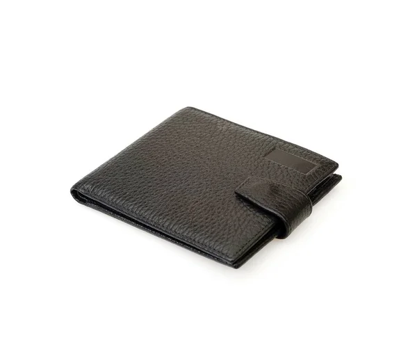 Кожаный Черный Бумажник Изолирован Белом Фоне — стоковое фото