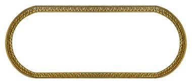 Beyaz arka planda izole edilmiş resimler, aynalar veya fotoğraf için panoramik altın çerçeve. Kırpma yolu ile tasarım ögesi