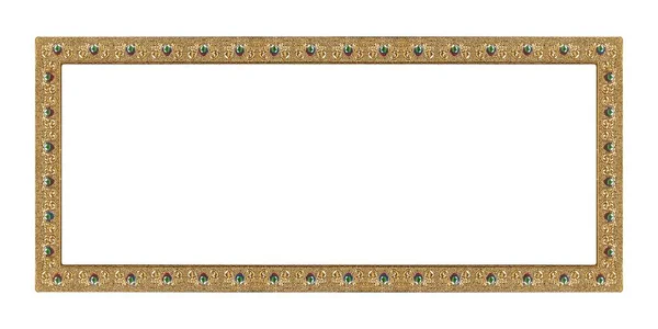 Moldura Panorâmica Dourada Para Pinturas Espelhos Fotos Isoladas Fundo Branco — Fotografia de Stock