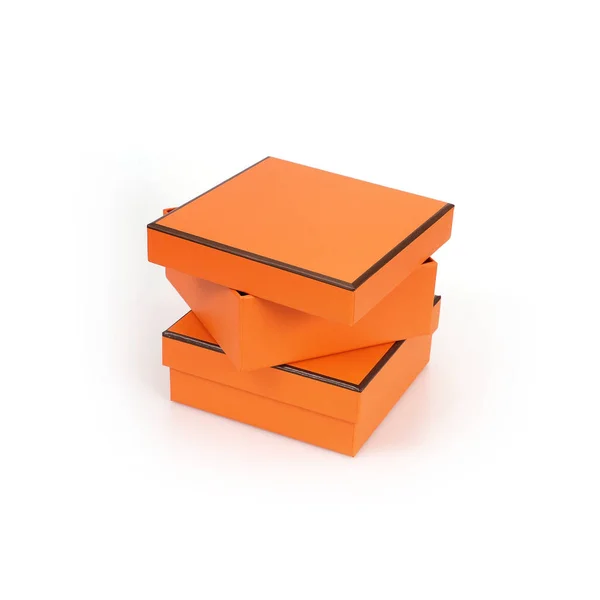 Two Orange Boxes Isolated White Background — Stock Photo, Image