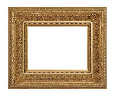 Beyaz arkaplanda izole edilmiş resimler, aynalar veya fotoğraf için altın çerçeve